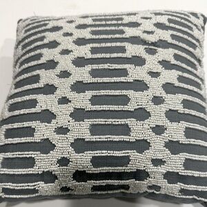 Pier 1 Dusty Blue Decorative Pillow with Cream Color Seed Beads  12”x 12”